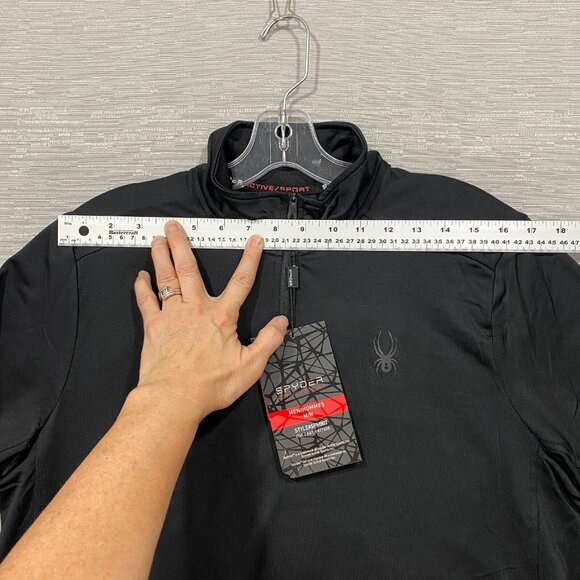 SPYDER 1/4 Zip Shirt Mens Medium Black Base Layer Quick Dry Pullover - Picture 13 of 13